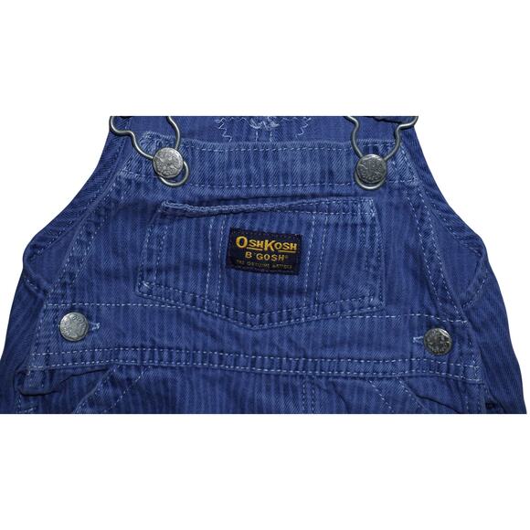 OshKosh B’gosh Baby Railroad Stripe Shortall Overalls 0–3M Blue Vestbak - Picture 3 of 7